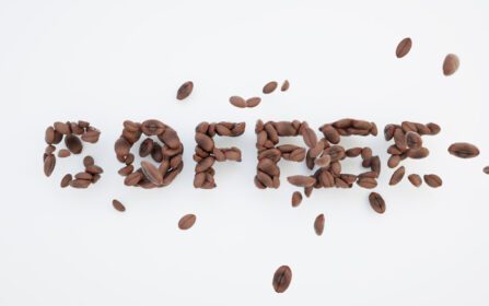 دانلود عکس مفهومی کلمه قهوه از دانه های قهوه