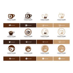 دانلود آیکون قالب لوگوی فنجان قهوه وکتور آیکون طرح تصویری