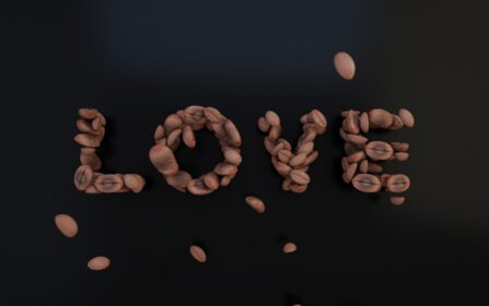 دانلود عکس مفهوم کلمه عشق دانه های قهوه