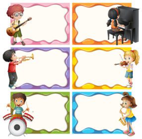 دانلود قالب قاب با کودکان در حال نواختن آلات موسیقی تصویر