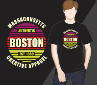 دانلود طرح تی شرت تایپوگرافی لباس خلاقانه بوستون