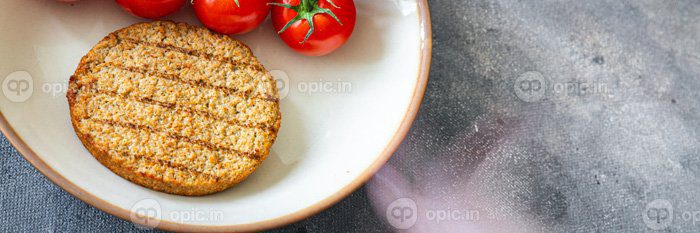دانلود عکس کتلت سبزیجات گوشت سویا سیتان غذای تازه و سالم