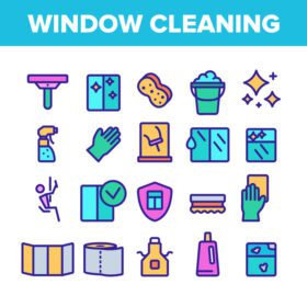 دانلود آیکون رنگ پنجره تمیز کردن علامت نماد مجموعه وکتور