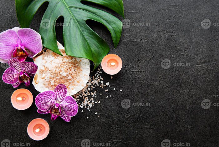 دانلود عکس مواد طبیعی آبگرم با گل ارکیده