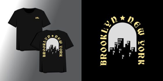 دانلود وکتور طرح تی شرت لباس خیابانی قدیمی بروکلین نیویورک