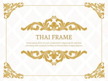 دانلود حاشیه قاب ظریف طلایی لوکس در طرح وکتور با مضمون تایلندی جدا شده بر روی الگوی گل