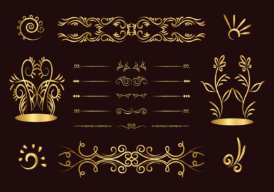 دانلود مجموعه تقسیم کننده های طلایی وکتور عناصر تزئینی تزئینی