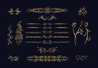 دانلود مجموعه تقسیم کننده های طلایی وکتور عناصر تزئینی تزئینی