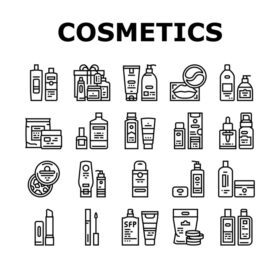 دانلود آیکون بسته لوازم آرایشی و بهداشتی محصولات زیبایی آیکون مجموعه وکتور