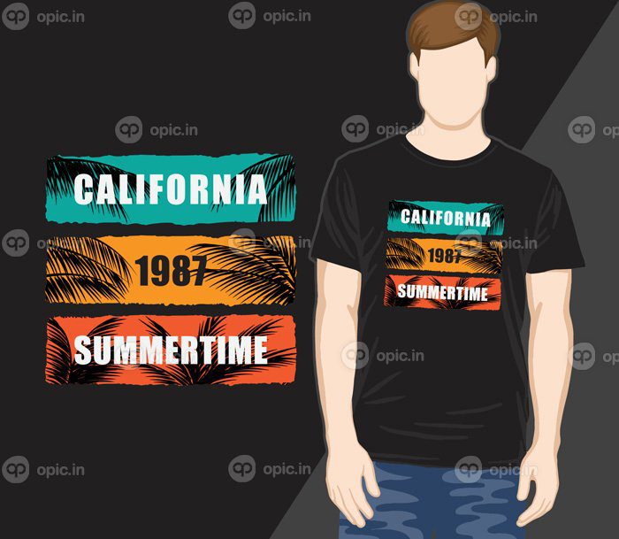 دانلود طرح تی شرت تایپوگرافی کلاسیک تابستانی کالیفرنیا