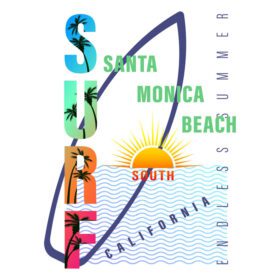 دانلود پیراهن چاپی با حروف موج سواری کالیفرنیا