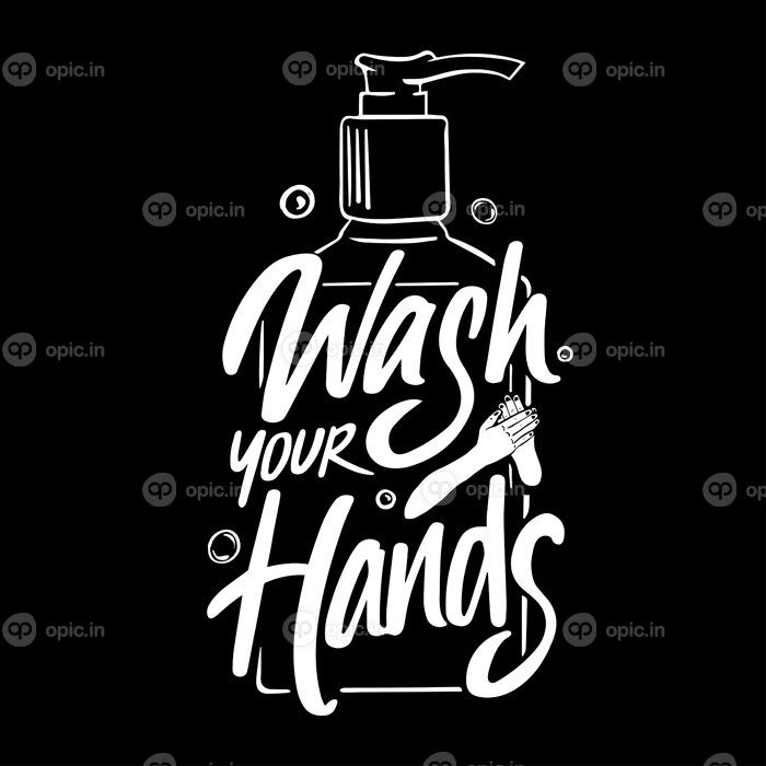 دانلود حروف خوشنویسی با عبارت بطری دست های خود را با ضدعفونی کننده دست بشویید تصویری عالی برای پوستر تبلیغاتی تی شرت یا طرح های دیگر