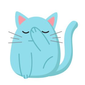 دانلود کارتون گربه چاق آبی با دست زیبا صورتش را می بندد
