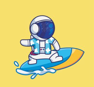 دانلود نماد کارتون فضانورد ناز موج سواری سفر تعطیلات تعطیلات