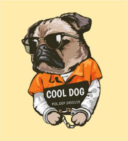 دانلود کارتونی سگ پاگ در لباس زندان با تصویر علامت