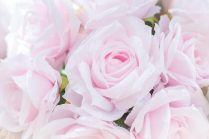 دانلود عکس دسته گل گل رز صورتی نزدیک رز صورتی ساخته شده با پارچه