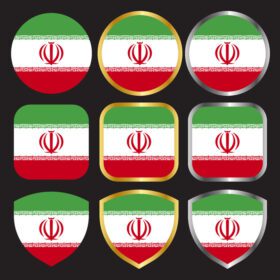 دانلود آیکون وکتور پرچم ایران با حاشیه طلایی و نقره ای