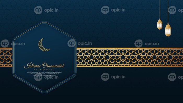 دانلود بک گراند اسلامی عربی آبی لوکس رمضان کریم با