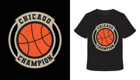 دانلود طرح تی شرت بسکتبال قهرمان تایپوگرافی شیکاگو
