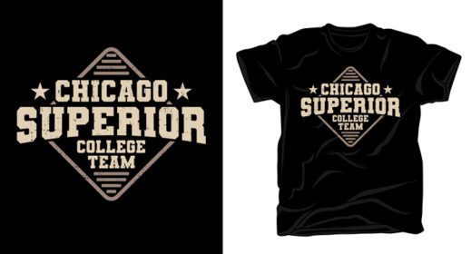 دانلود طرح تی شرت تایپوگرافی تیم کالج برتر شیکاگو