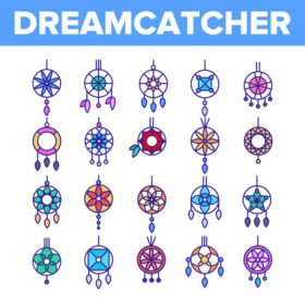 دانلود آیکون Dreamcatcher amulet وکتور خط نازک آیکون مجموعه