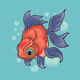 دانلود وکتور تصویرسازی رنگارنگ ماهی کوکی به سبک گرانج
