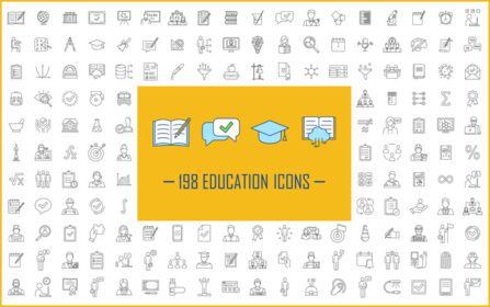 دانلود آیکون آموزش آیکون های خطی مجموعه بزرگ نمادهای کانتور خط نازک جدا شده تصاویر طرح کلی بردار مدرسه دانشگاه آموزش کسب و کار