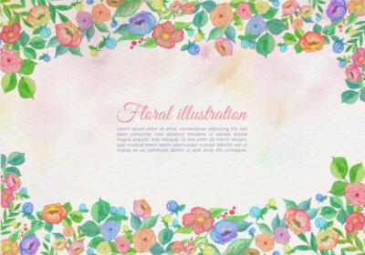 دانلود ترکیب آبرنگ نقاشی شده گل به رنگ پاستلی قاب حاشیه پس زمینه کارت پستال تبریک روز ولنتاین روز مادر تولد عروسی
