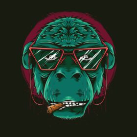 دانلود تصویر میمون سیگار کشیدن جالب برای طراحی و چاپ تی شرت