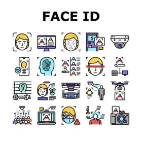 دانلود آیکون چهره شناسه فناوری مجموعه مجموعه آیکون ها وکتور