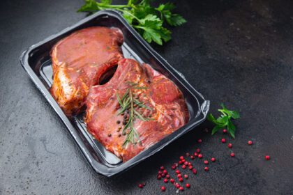 دانلود عکس گوشت خام استیک گوشت خوک گوشت گاو تازه غذای خوراکی میان وعده رژیمی