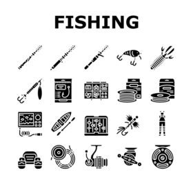 دانلود آیکون ماهیگیری محصولات مجموعه مجموعه آیکون ها وکتور