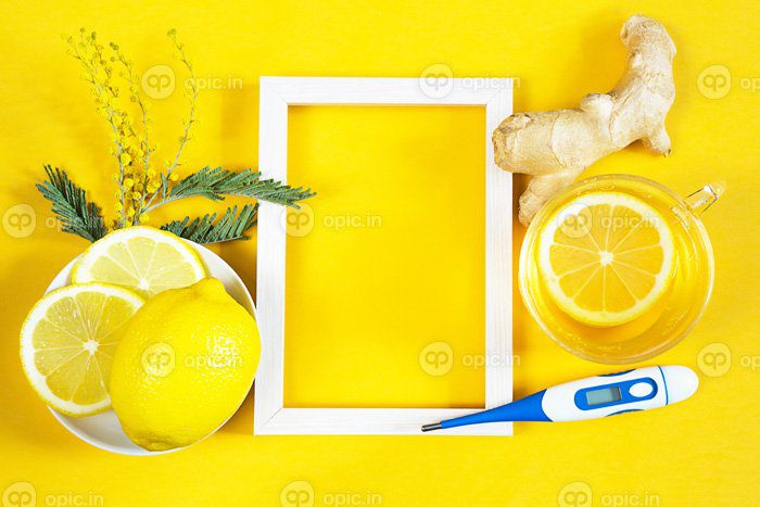 دانلود عکس چای دارویی در یک فنجان زنجبیل لیمو اقاقیا تقویت کننده