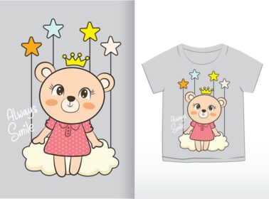 دانلود دست بچه خرس زیبا برای تی شرت کشیده شده
