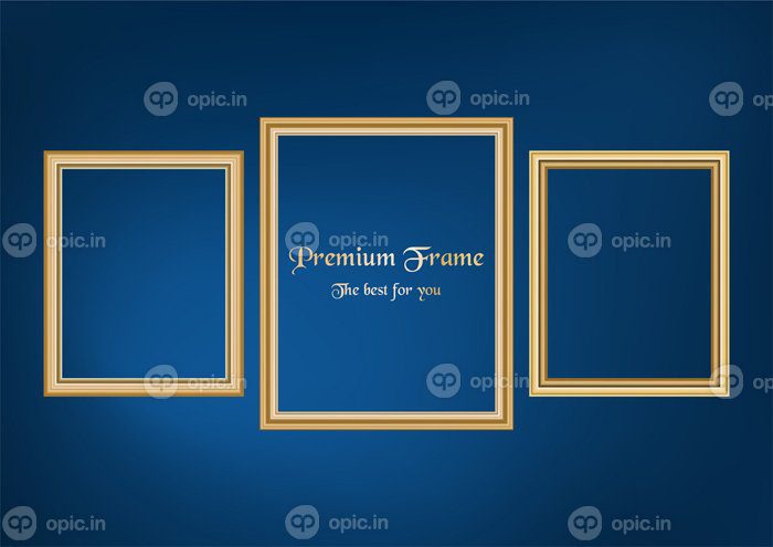 دانلود مجموعه عکس قاب تزئینی با طرح وکتور حاشیه طلا در زمینه آبی با فضای کپی در مفهوم ممتاز