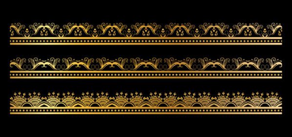 دانلود مجموعه وکتور حاشیه های طلایی تزئینی eps