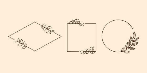 دانلود مجموعه تصویرسازی خط نقاشی قاب گل برای فضای کپی و