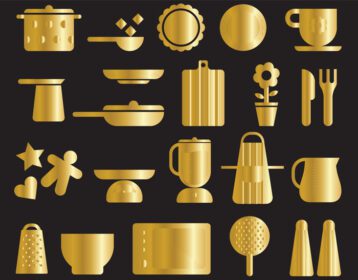دانلود مجموعه آیکون های آشپزخانه طلایی آیکون