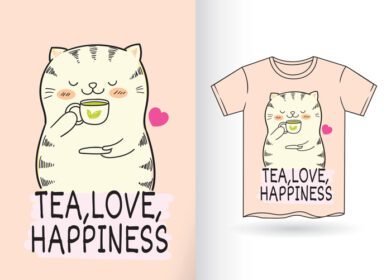 دانلود سبک طراحی کارتونی گربه ناز برای تی شرت eps