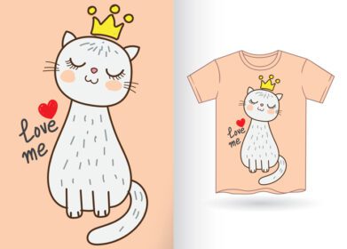 دانلود دست گربه ناز طراحی شده برای تی شرت