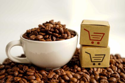 دانلود عکس جعبه سبد خرید دانه قهوه خرید آنلاین برای