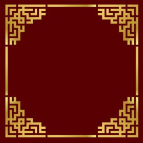 دانلود وکتور قاب چینی طلایی سنتی روی پس زمینه قرمز