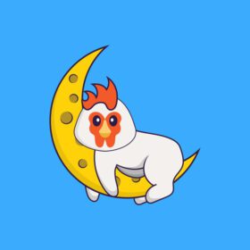 دانلود فیلم مرغ ناز روی ماه است مفهوم کارتونی حیوانات جدا شده می تواند برای کارت دعوت کارت پستال تی شرت یا سبک کارتونی تخت طلسم استفاده شود