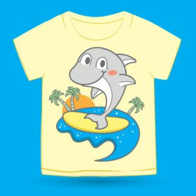 دانلود کارتون دلفین ناز موج سواری برای تی شرت