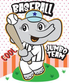 دانلود کارتون بازیکن بیسبال فیل ناز برای تی شرت eps
