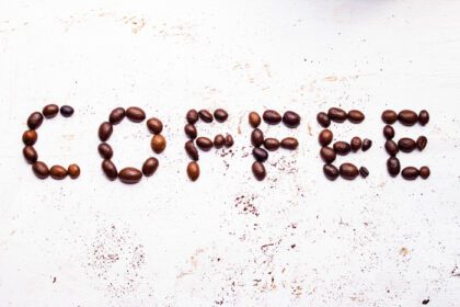 دانلود عکس کلمه قهوه از دانه های قهوه
