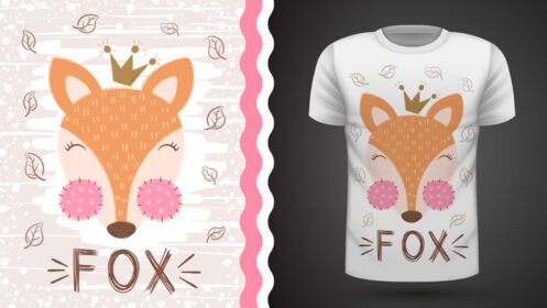دانلود ایده روباه ناز برای چاپ تی شرت نقاشی دست