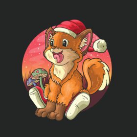 دانلود تصویر روباه ناز با کلاه کریسمس شاد و خنده دار