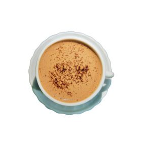 دانلود عکس نمای بالا قهوه کاپوچینو جدا شده در پس زمینه سفید