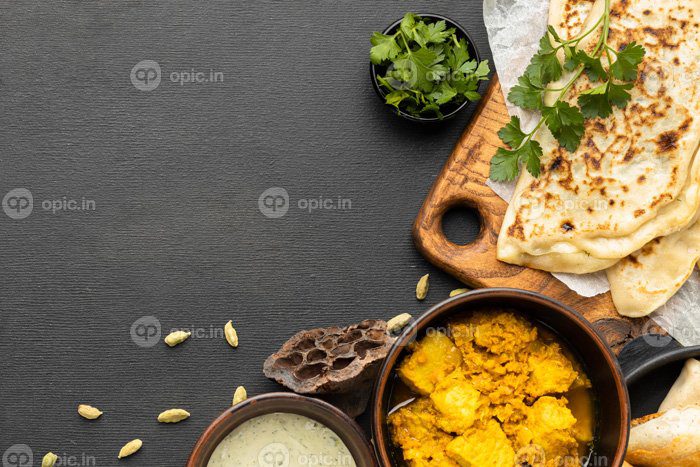 دانلود عکس قاب غذا با نمای بالا با فضای کپی